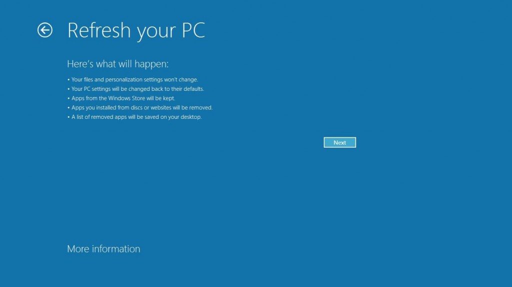 Refresh and Reset Windows 8