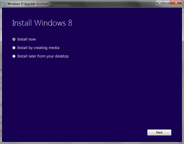 Windnows 8 Upgrade Media Option